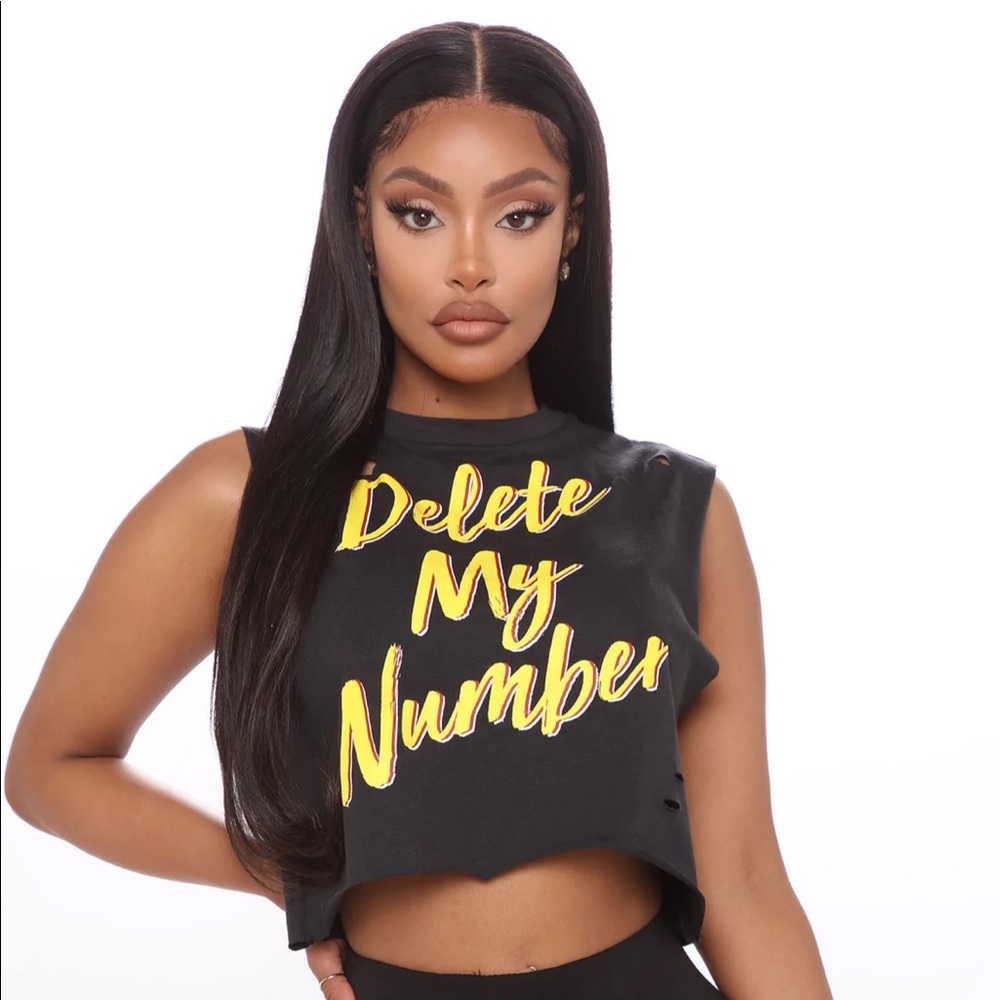 Fashion Nova Delete My Number Muscle Crop Tee